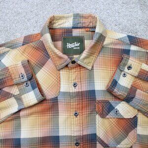 Howler Brothers Shirt Mens XL Orange/Yellow Harkers Flannel Cotton/Poly L/S
